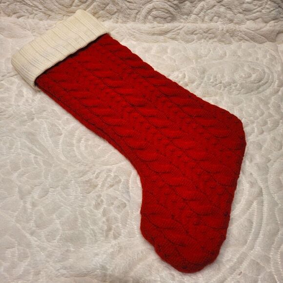 St Nicholas Square Pet Stocking XL 21 Inch Knit Paw Print Applique Red Cream - Picture 4 of 7